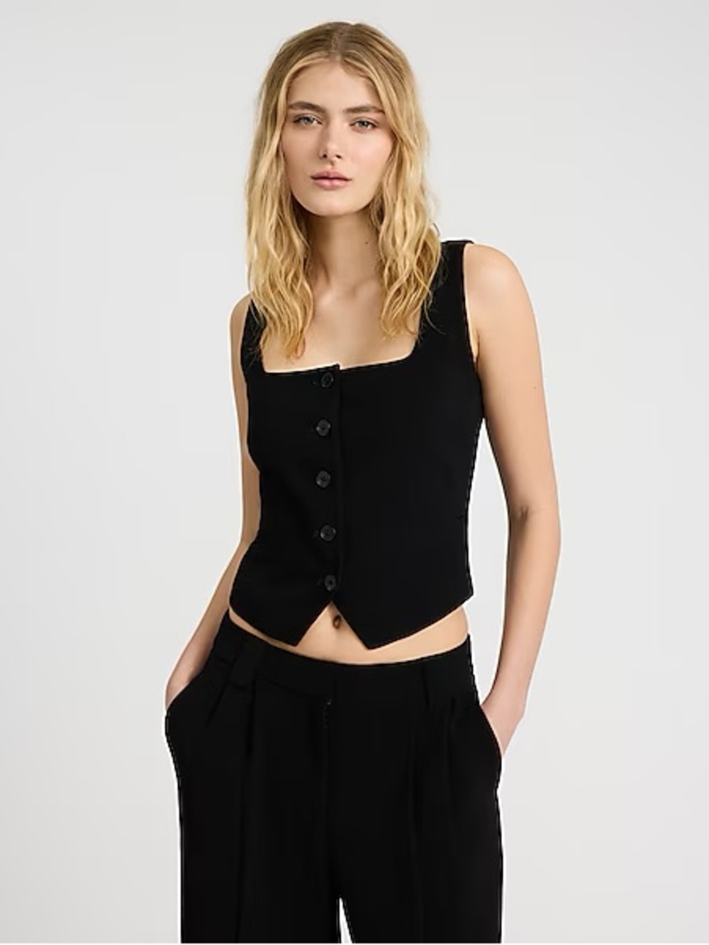 NWT Signature Crepe Square Neck Blazer Vest